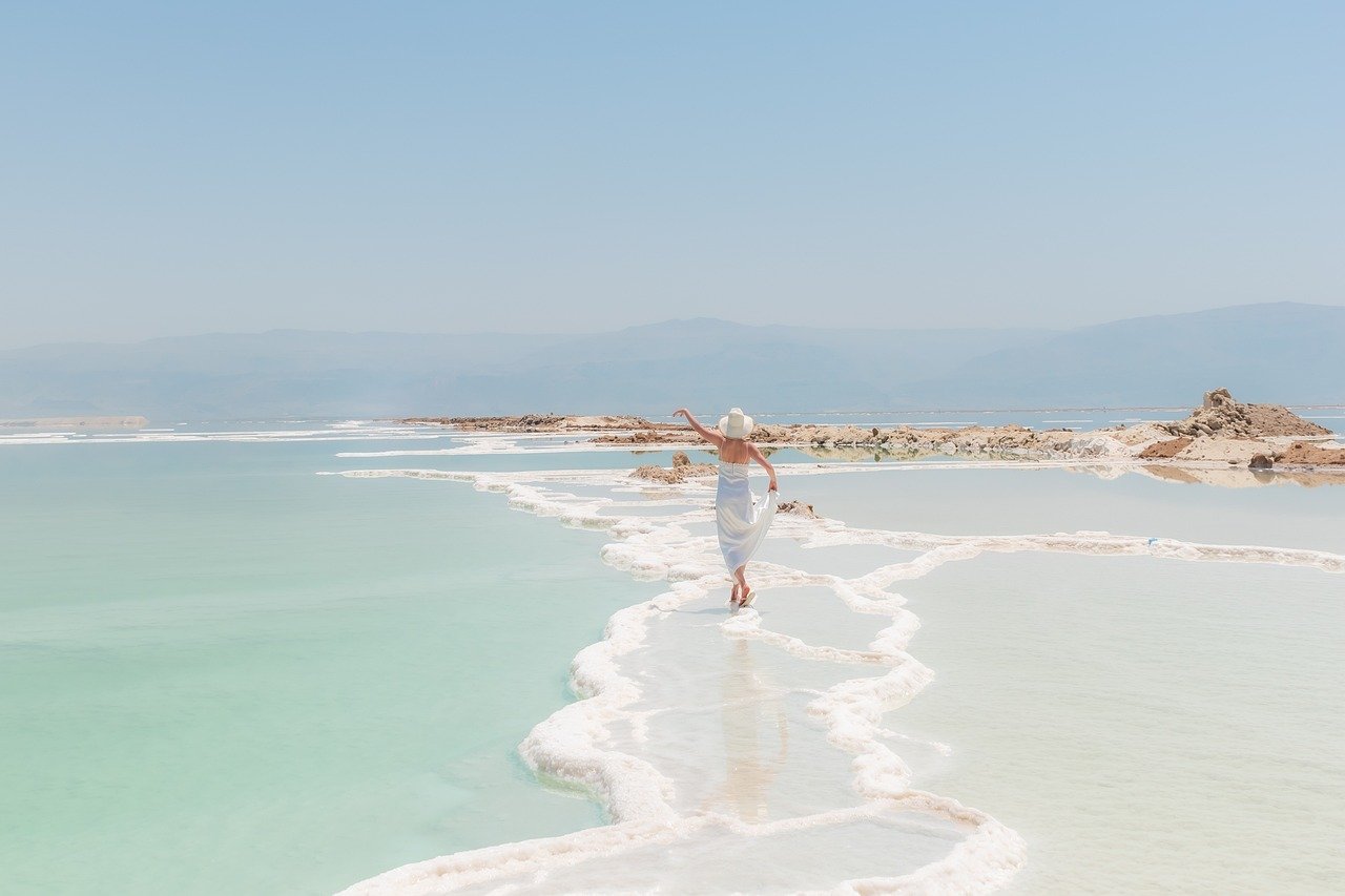 woman, dance, sea, beach, freedom, fairytale, sounds of quiet, nature, candy colors, poetical, poetry, peaceful, touch water, storytelling, blue background, dead sea, vibe, on the spot, crystals of salt, harmony, new day, inner peace, happiness, israel, happy girl, below sea level